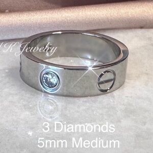 💎LUXURY MEDIUM Width Silver RING, Diamond & Screw Design, Both Styles in One